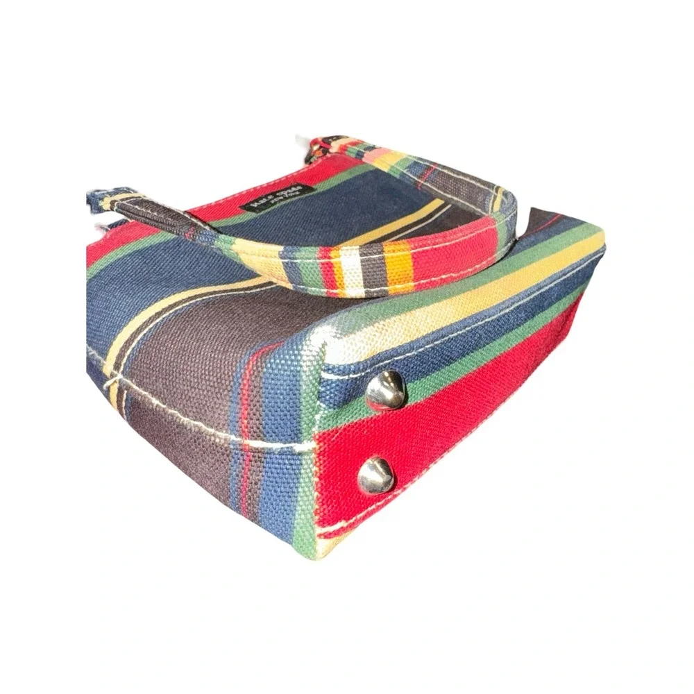 Kate Spade Crossbody Bag Women Small Multi-Color Good Y2K Striped Canvas Satchel